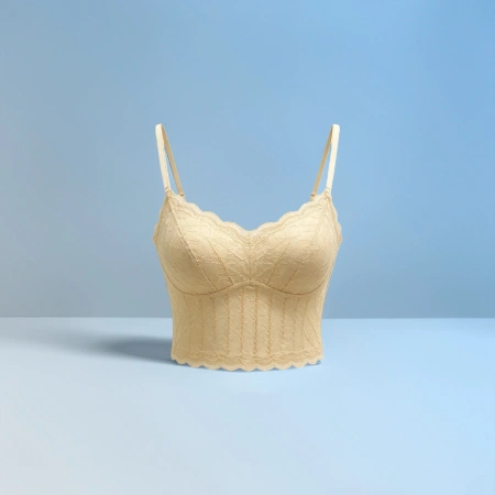 Beige lace halter top for women's summer slimming innerwear Beige lace halter top for women's summer slimming innerwear